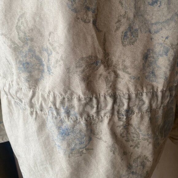Chaps RL cream blue floral military jacket L 100% cotton safari 90s canvas - Picture 15 of 16